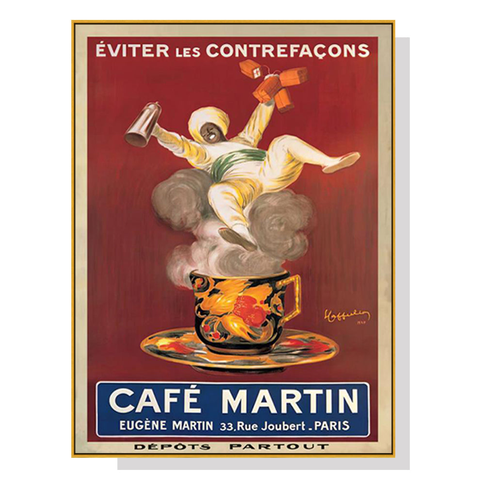 Artime Wall 50Cmx70cm Cafe Martin Gold Frame Canvas Posters & Prints