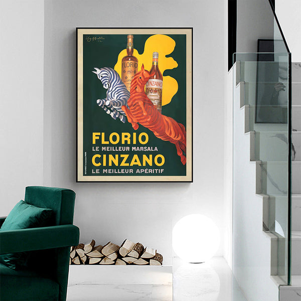 Artime Wall 50Cmx70cm Florio Cinzano Black Frame Canvas Posters & Prints
