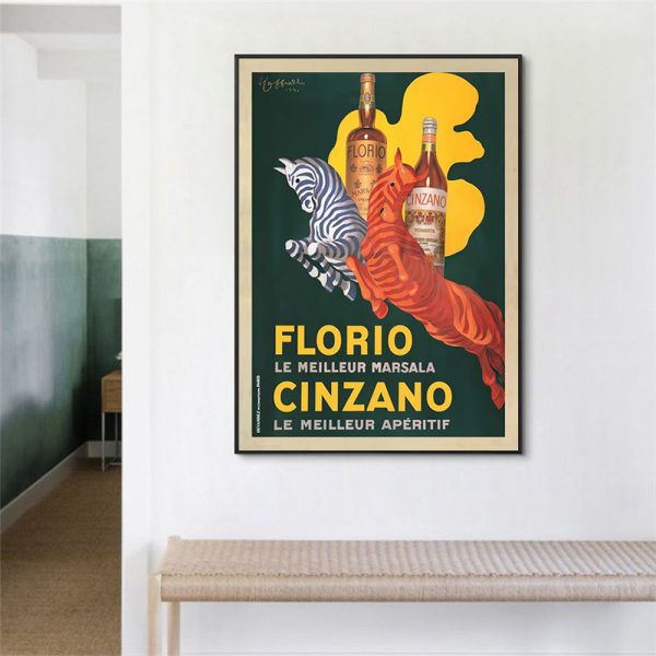 Wall Art 50Cmx70cm Florio Cinzano Black Frame Canvas