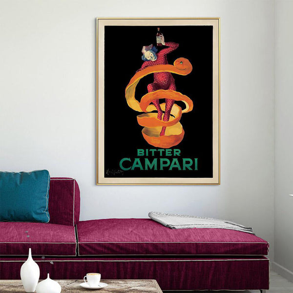 Artime Wall 50Cmx70cm Bitter Campari Gold Frame Canvas Posters & Prints