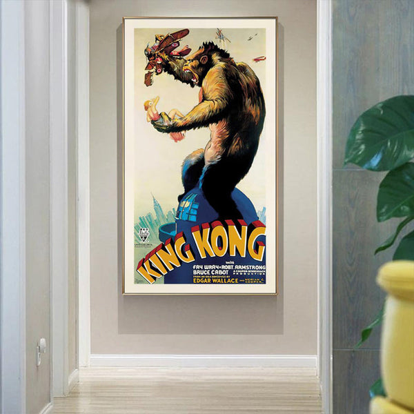 Wall Art 40Cmx80cm King Kong 1933 Gold Frame Canvas