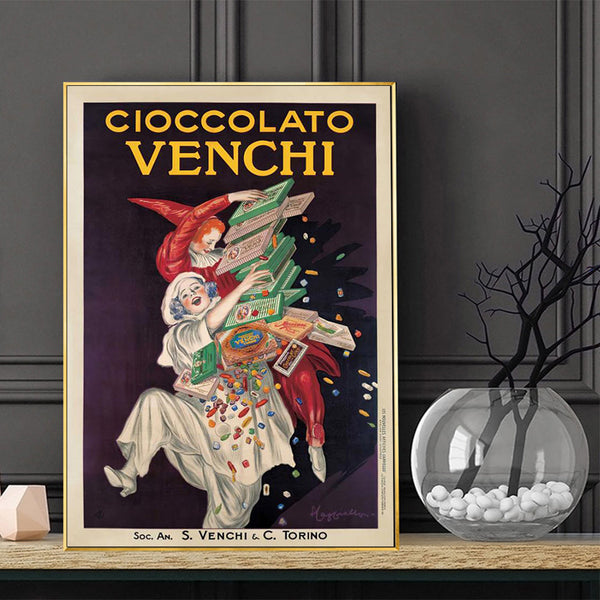 Artime Wall 50Cmx70cm Cioccolato Venchi Gold Frame Canvas Posters & Prints