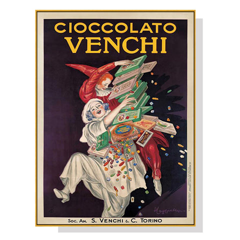 Wall Art 60Cmx90cm Cioccolato Venchi Vintage Gold Frame Canvas