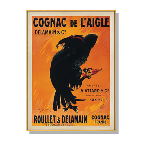 Wall Art 80Cmx120cm Cognac De L'aigle Gold Frame Canvas
