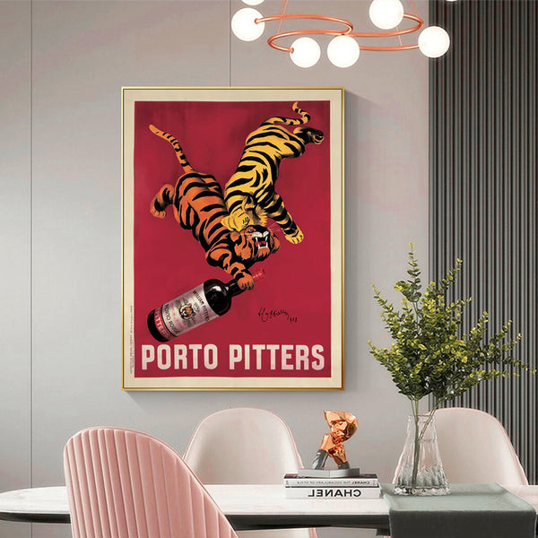 Wall Art 60Cmx90cm Porto Pitters Vintage Gold Frame Canvas