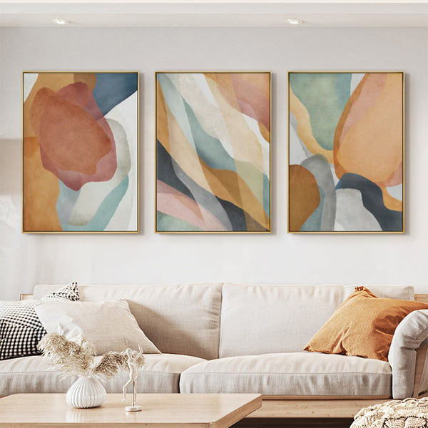 Artime Wall 40Cmx60cm Abstract Orange 3 Sets Gold Frame Canvas Posters & Prints
