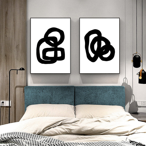 Wall Art 50Cmx70cm Black And White 2 Sets Frame Canvas