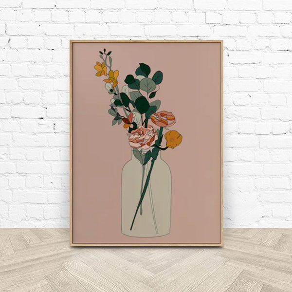 Wall Art 50Cmx70cm Boho Floral Wood Frame Canvas
