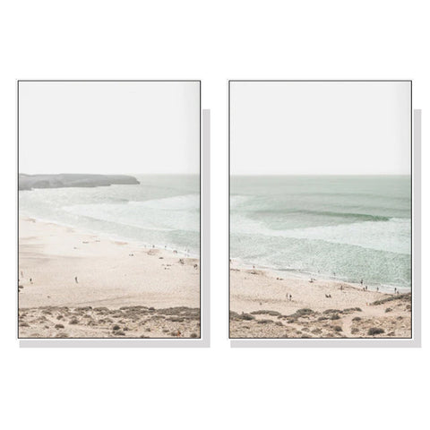 Wall Art 50Cmx70cm Coastal Prints 2 Sets White Frame Canvas