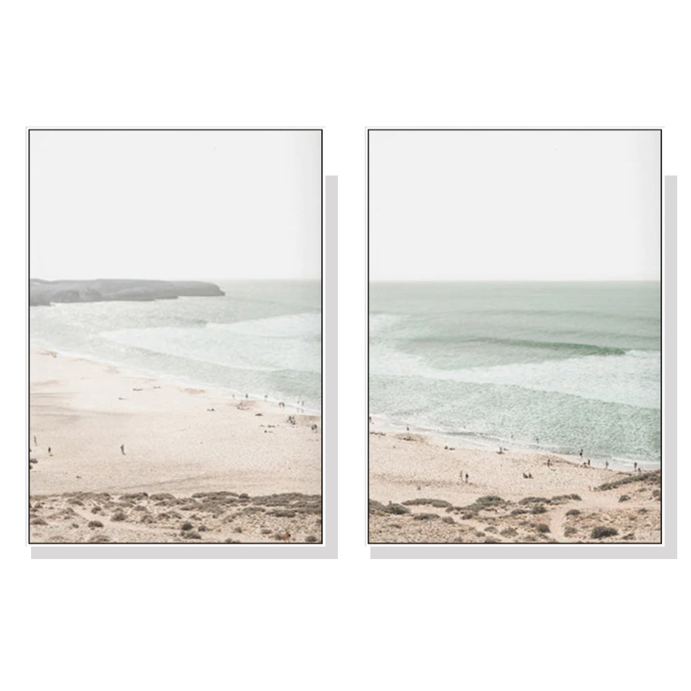 Artime Wall 70Cmx100cm Coastal Prints 2 Sets White Frame Canvas Posters & Prints