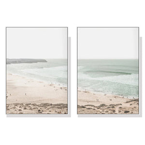 Wall Art 90Cmx135cm Coastal Prints 2 Sets White Frame Canvas