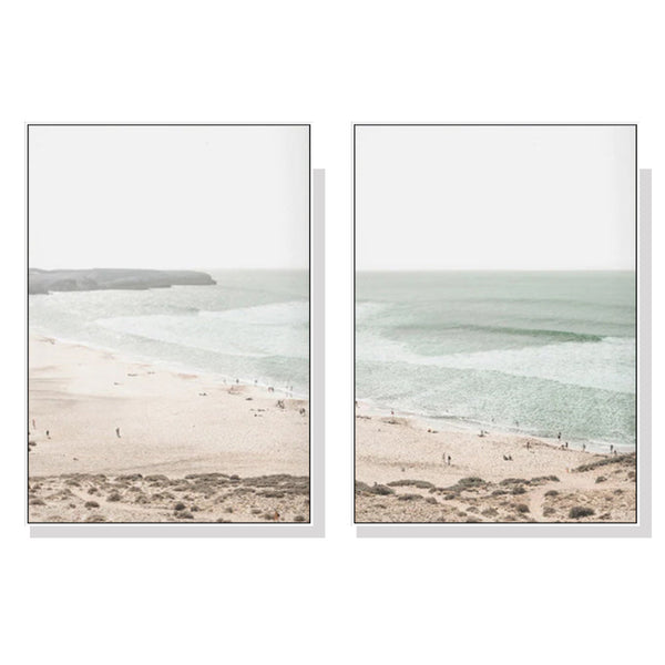 Artime Wall 90Cmx135cm Coastal Prints 2 Sets White Frame Canvas Posters & Prints