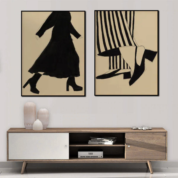 Wall Art 50Cmx70cm Fashion Illustration 2 Sets Black Frame Canvas