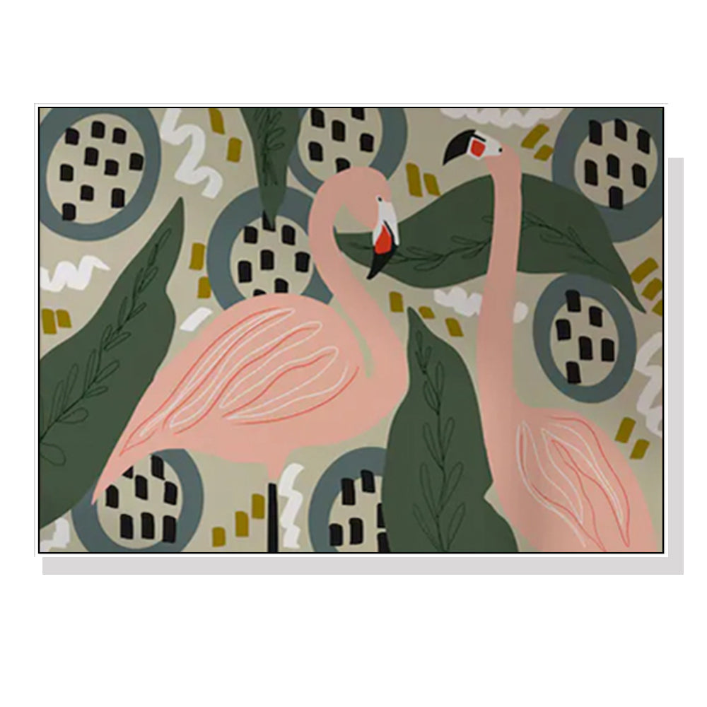 Artime Wall 100Cmx150cm Flamingo White Frame Canvas Posters & Prints
