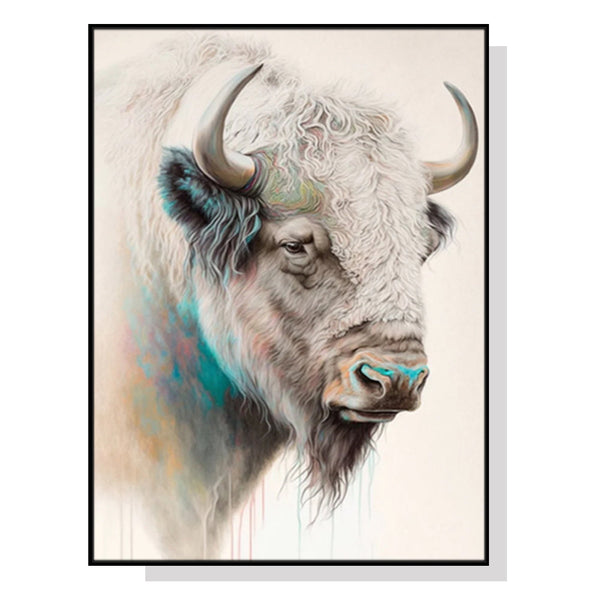 Artime Wall 50Cmx70cm Great White Buffalo Black Frame Canvas Posters & Prints