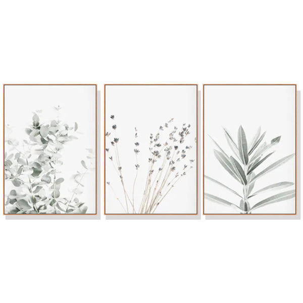 Artime Wall 70Cmx100cm Lavender Eucalyptus 3 Sets Wood Frame Canvas Posters & Prints
