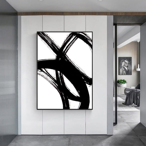 Wall Art 40Cmx60cm Minimalist Black Artwork Frame Canvas