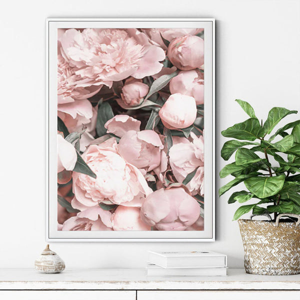 Artime Wall 60Cmx90cm Peony White Frame Canvas Posters & Prints