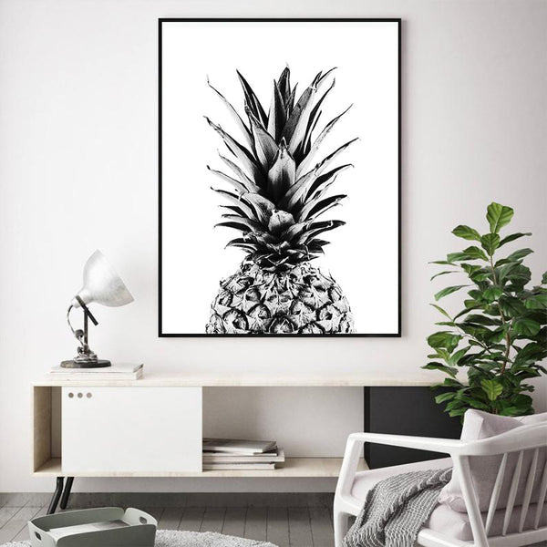 Wall Art 50Cmx70cm Pineapple Black Frame Canvas
