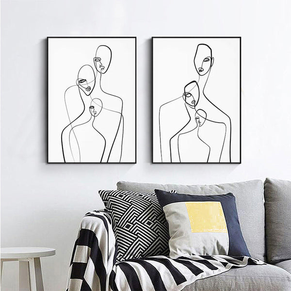 Artime Wall 40Cmx60cm Abstract Figures 2 Sets Black Frame Canvas Posters & Prints