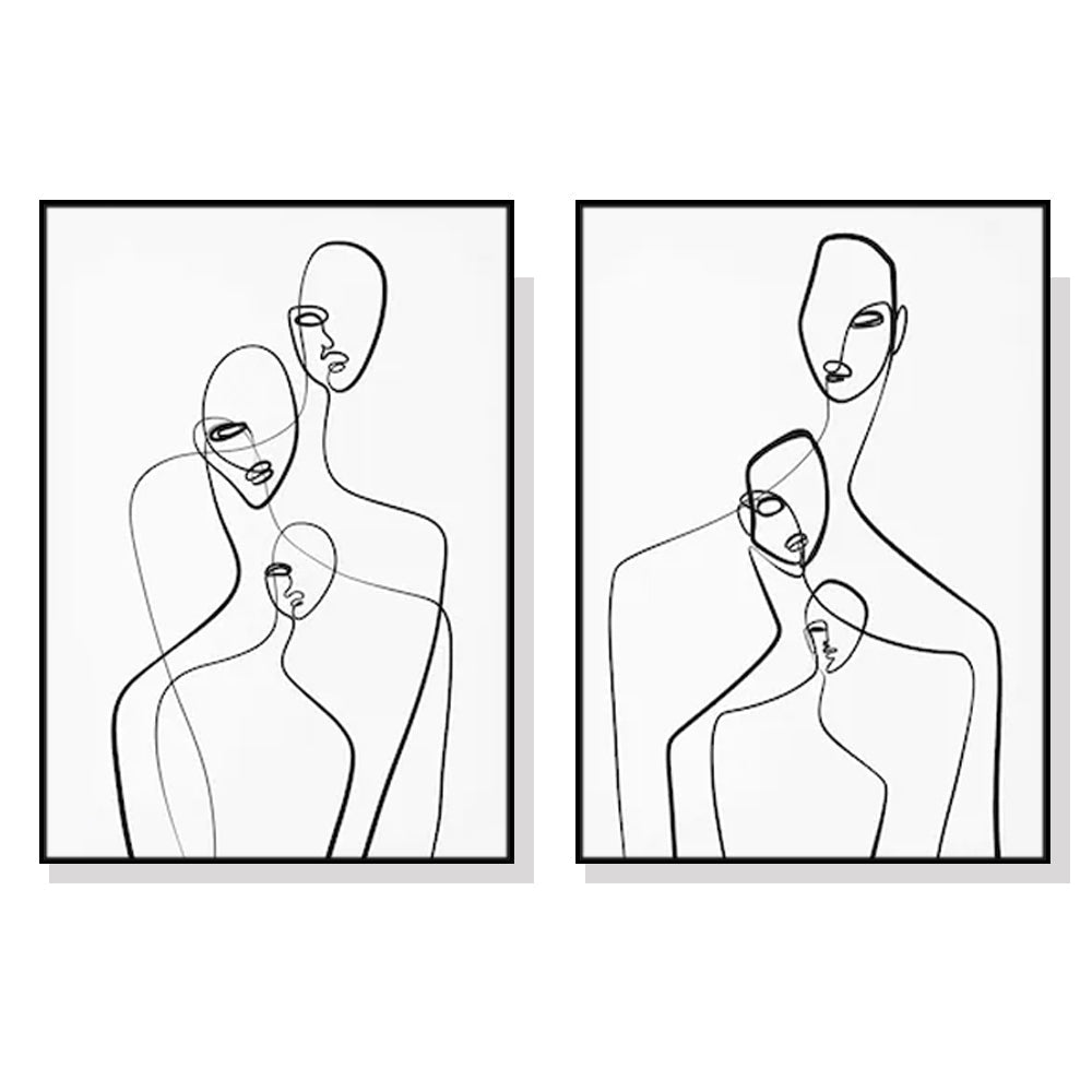 Artime Wall 90Cmx135cm Abstract Figures 2 Sets Black Frame Canvas Posters & Prints
