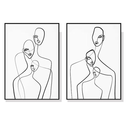 Artime Wall 90Cmx135cm Abstract Figures 2 Sets Black Frame Canvas Posters & Prints
