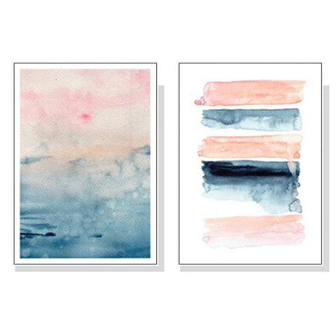 Wall Art 50Cmx70cm Abstract Pink 2 Sets White Frame Canvas