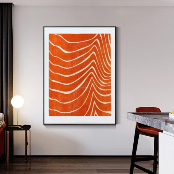 Wall Art 50Cmx70cm Abstract Orange Black Frame Canvas