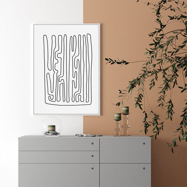 Artime Wall 70Cmx100cm Black And White Lines Frame Canvas Posters & Prints
