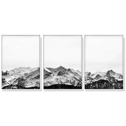 Wall Art 40Cmx60cm Black White Mountain 3 Sets Frame Canvas