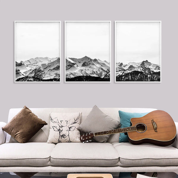 Artime Wall 60Cmx90cm Black White Mountain 3 Sets Frame Canvas Posters & Prints