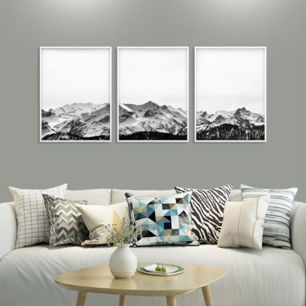 Posters & Prints Artime Wall 60Cmx90cm Black White Mountain 3 Sets Frame Canvas