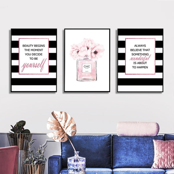 Artime Wall 80Cmx120cm Fashion Prints 3 Sets Black Frame Canvas Posters & Prints