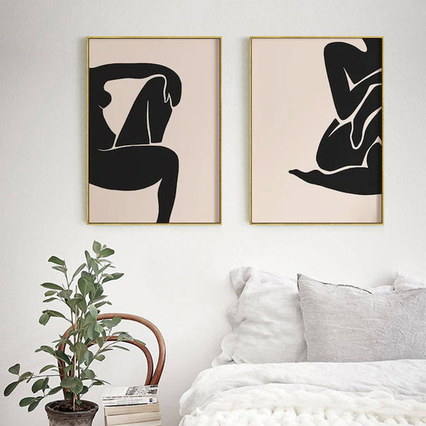Artime Wall 90Cmx135cm Female Figure 2 Sets Gold Frame Canvas Posters & Prints
