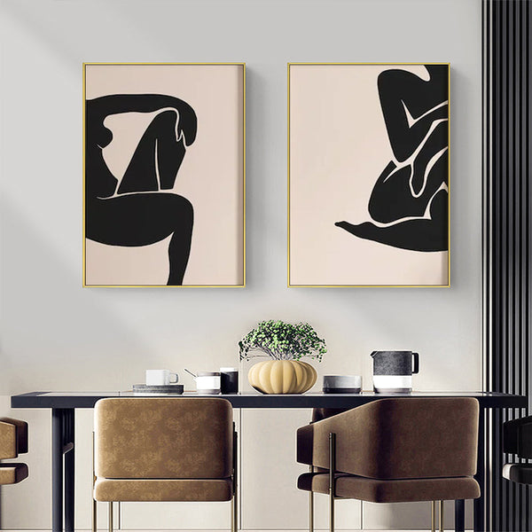 Posters & Prints Artime Wall 60Cmx90cm Female Figure 2 Sets Gold Frame Canvas