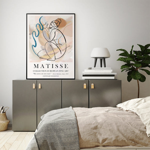 Artime Wall 50Cmx70cm Matisse Nude Line Black Frame Canvas Posters & Prints