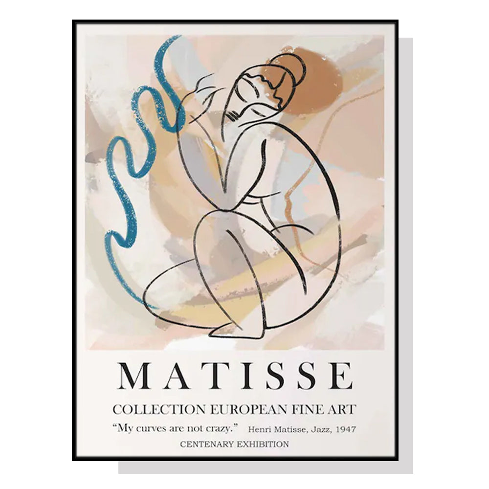 Artime Wall 60Cmx90cm Matisse Nude Line Black Frame Canvas Posters & Prints