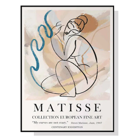 Artime Wall 70Cmx100cm Matisse Nude Line Black Frame Canvas Posters & Prints