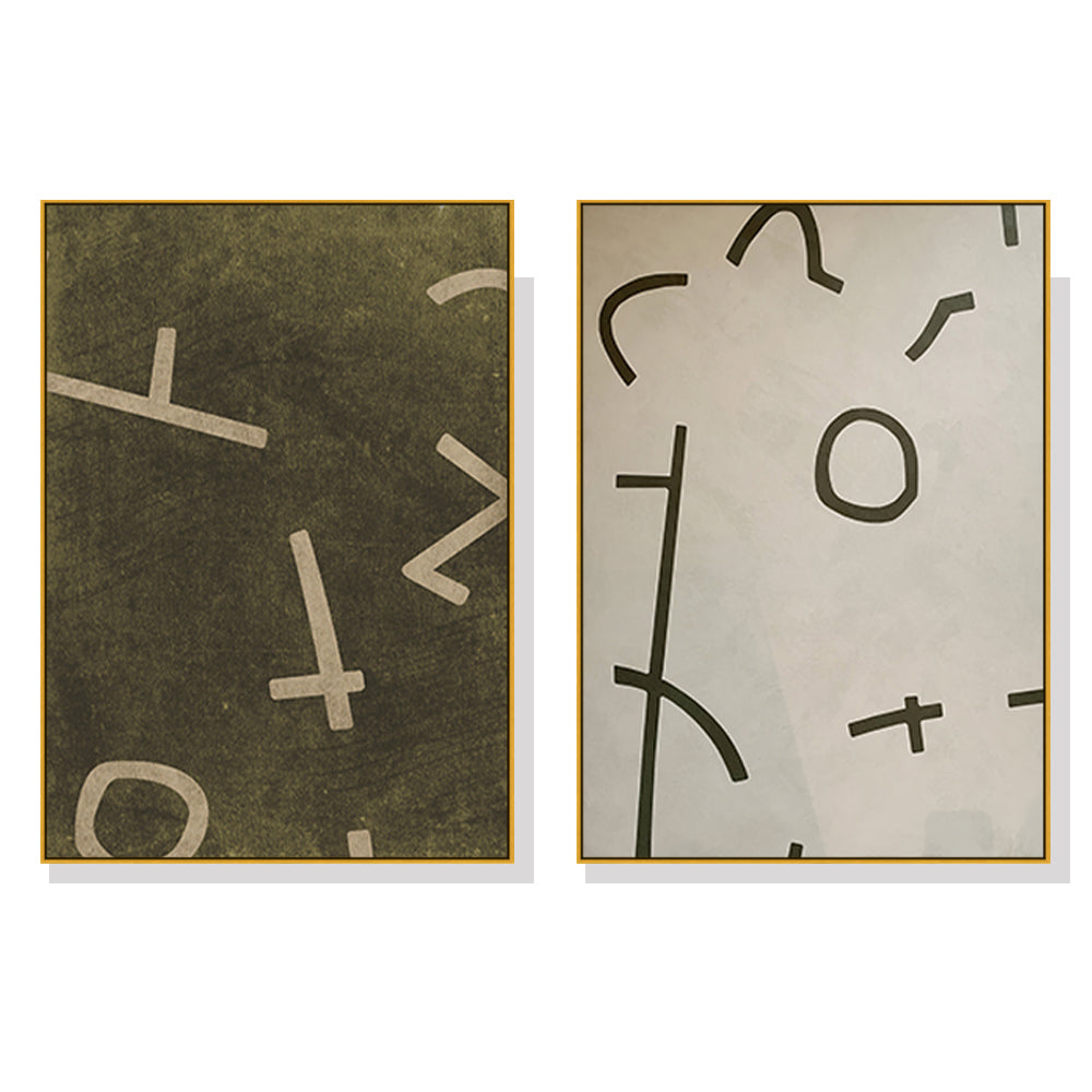 Artime Wall 60Cmx90cm Neutral Composition 2 Sets Gold Frame Canvas Posters & Prints