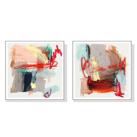 Artime Wall 70Cmx70cm Abstract Colourful Garden 2 Sets White Frame Canvas Posters & Prints