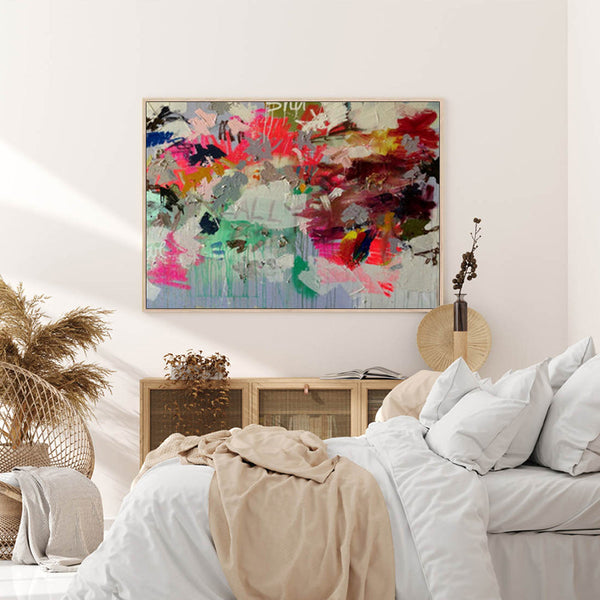 Wall Art 50Cmx70cm Abstract Free Flow Wood Frame Canvas
