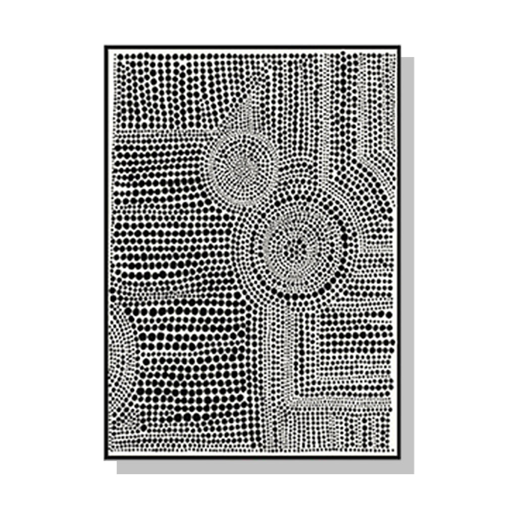 Wall Art 50Cmx70cm Clustered Dots Black Frame Canvas