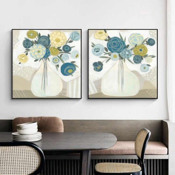 Posters & Prints Artime Wall 50Cmx50cm Blue Bouquet 2 Sets Black Frame Canvas