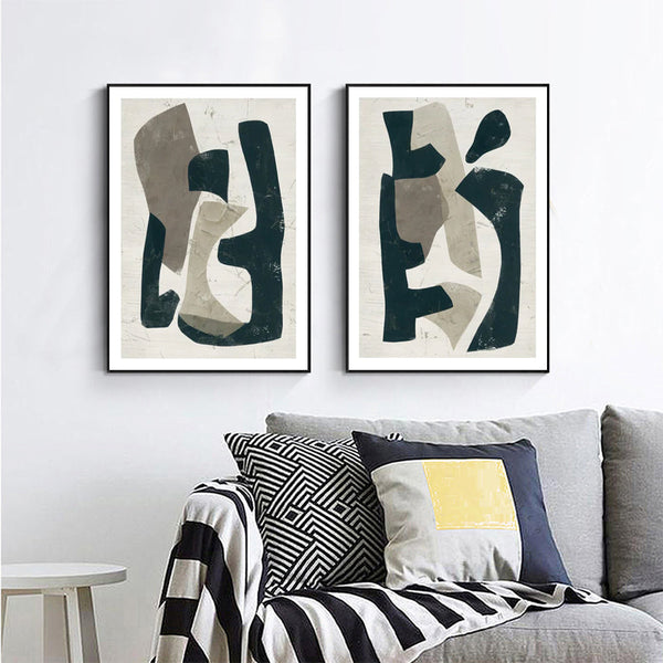 Posters & Prints Artime Wall 100Cmx150cm Abstract Puzzle 2 Sets Black Frame Canvas