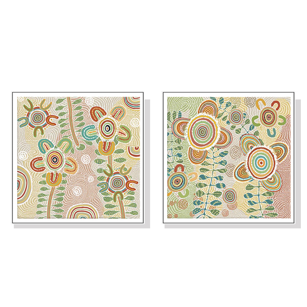 Artime Wall 90Cmx90cm Lovely Pattern 2 Sets White Frame Canvas Posters & Prints