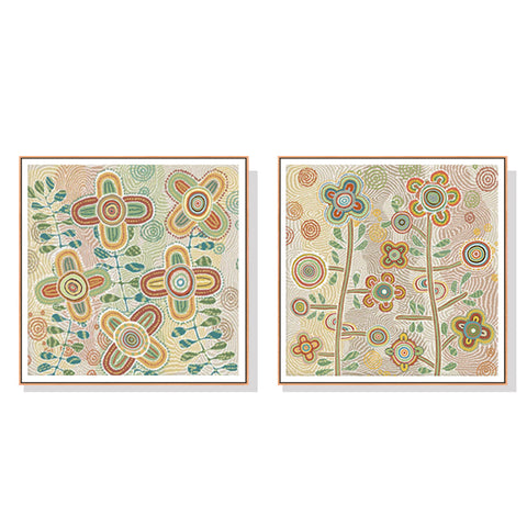 Posters & Prints Artime Wall 50Cmx50cm Lovely Pattern Ii 2 Sets Wood Frame Canvas