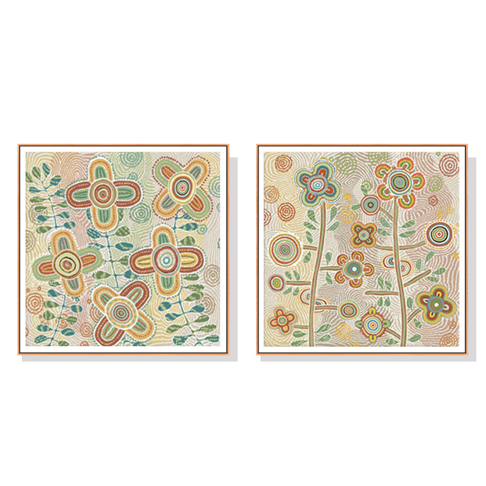 Artime Wall 80Cmx80cm Lovely Pattern Ii 2 Sets Wood Frame Canvas Posters & Prints