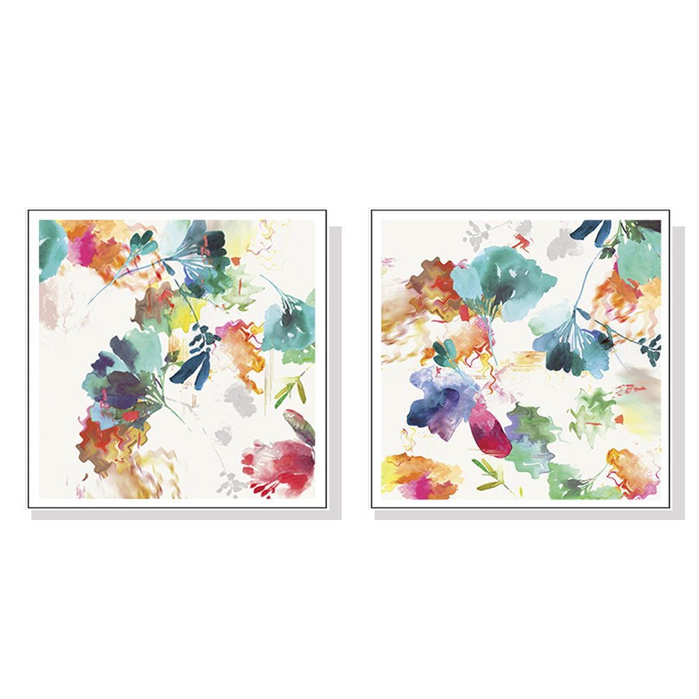 Posters & Prints Artime Wall 40Cmx40cm Glitchy Floral 2 Sets White Frame Canvas