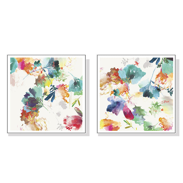 Artime Wall 90Cmx90cm Glitchy Floral 2 Sets White Frame Canvas Posters & Prints