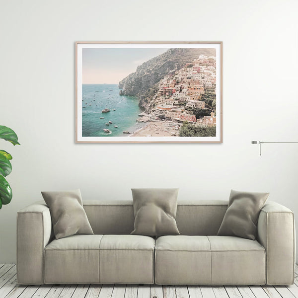 Wall Art 90Cmx135cm Italy Amalfi Coast Wood Frame Canvas